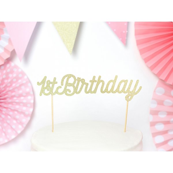 Cake Topper - 1st Birthday - Guld