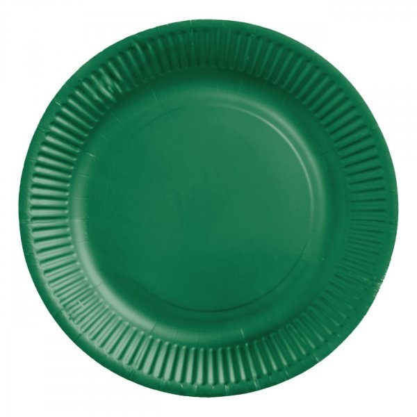 Papptallrikar - M�rkgr�n - 23 cm - 8-pack
