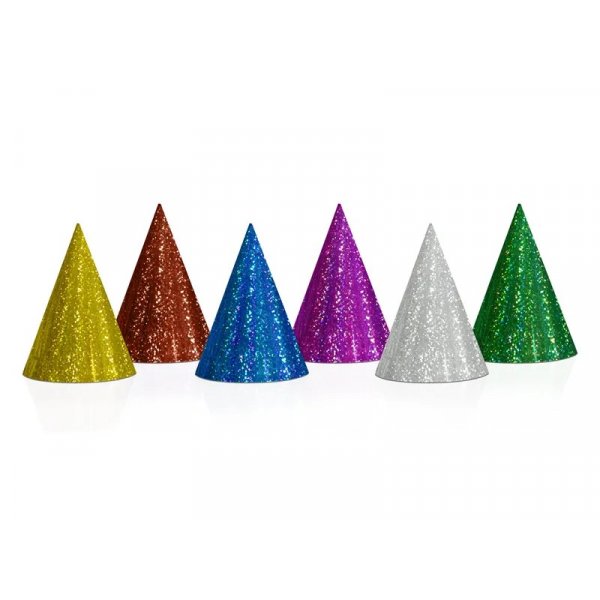 Partyhattar - Holografiska i olika frger - 16 cm - 20-pack