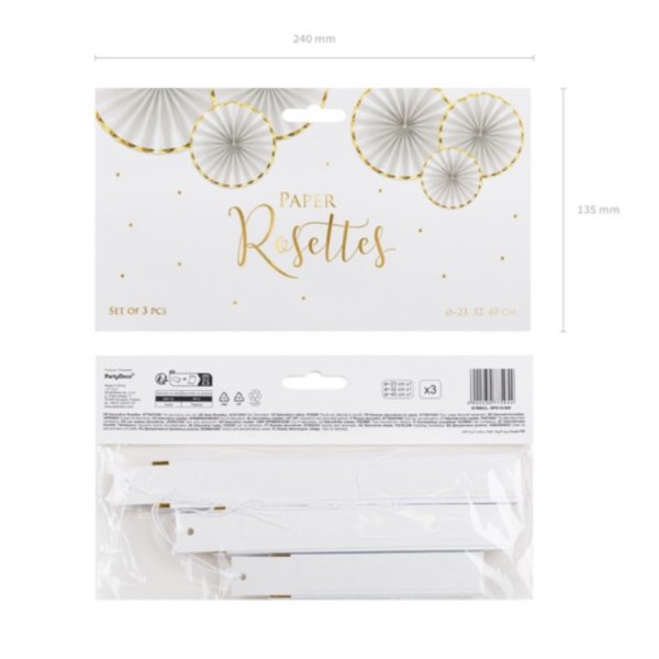 Pappersm�ne 3-pack Vit med guldkant