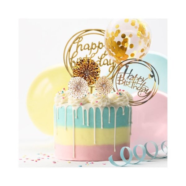 T�rtdekoration Pappersm�nar Happy birthday Guld