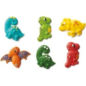 Sockerdekorationer - Färgglada Dinosaurier - Handgjorda - 6 st Sockerdekorationer - Färgglada Dinosaurier - Handgjorda - 6 st