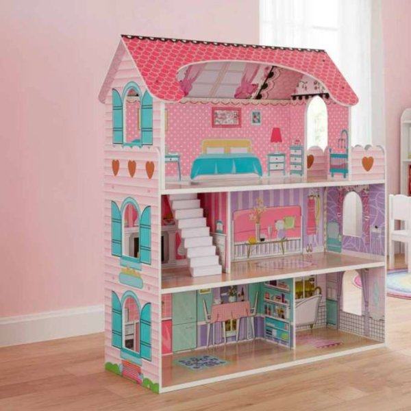 Docksk�p i tr� 70 cm Rosa med LED-belysning - Sj�lvmontering