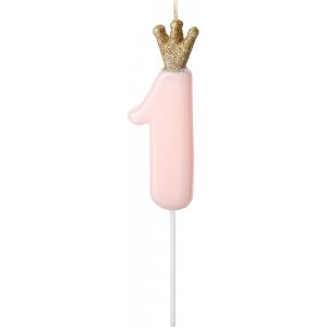 T�rtljus - Guldkrona - Ljusrosa - Siffra: 1