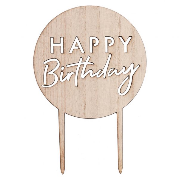 Cake Topper - Träcirkel - Happy Birthday Cake Topper - Träcirkel - Happy Birthday