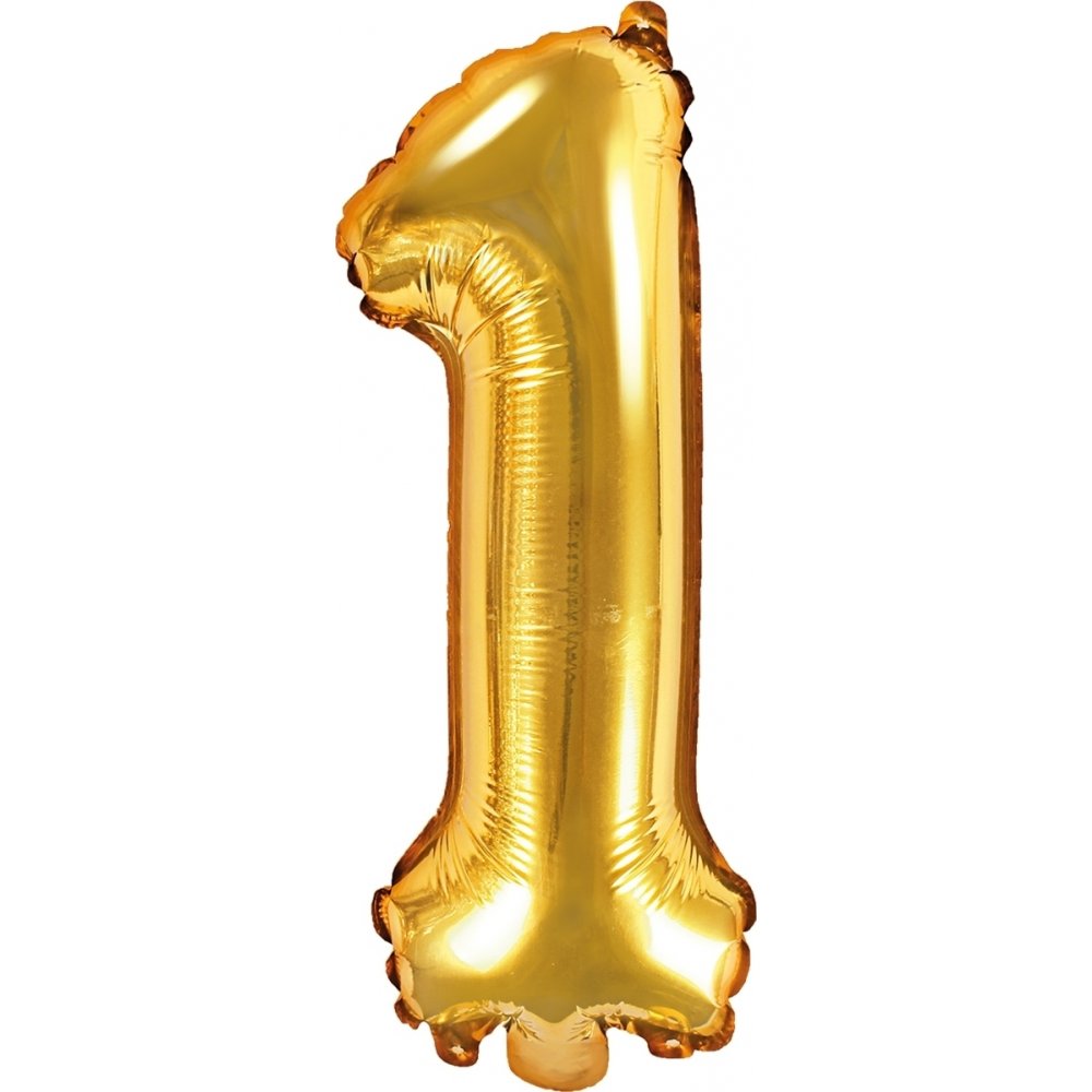 Sifferballong – Guld – 35 cm – Siffra: 1 – Sifferballonger, Ballonger