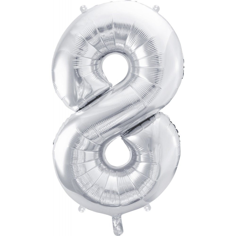 Sifferballong - Silver - 86 cm - Siffra: 8 - Sifferballonger, Ballonger