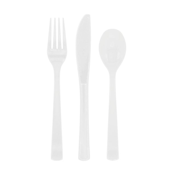 Bestick - Vit - 18-pack