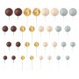 Tårtdekorationer/Cake topper - Bollar - Guld, Brun, Nude, Grå - 32 st Tårtdekorationer/Cake topper - Bollar - Guld, Brun, Nude, Grå - 32 st