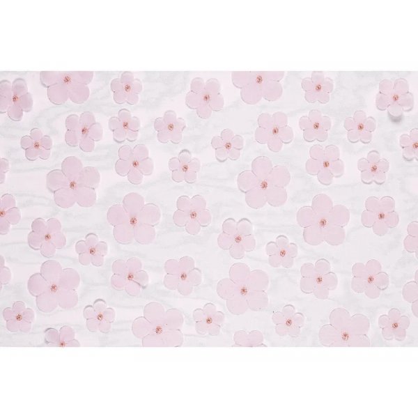 Bordslpare - Tyll med blommor - Rosa- 5m