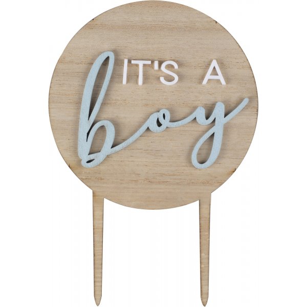 Cake Topper - Tr� - It\\\'s a boy