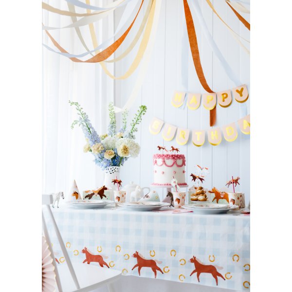 Bordsduk - Rutig med hästar - 180x120 cm Bordsduk - Rutig med hästar - 180x120 cm