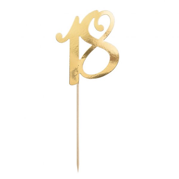 Cake topper - 18 - Guldmetallic Cake topper - 18 - Guldmetallic