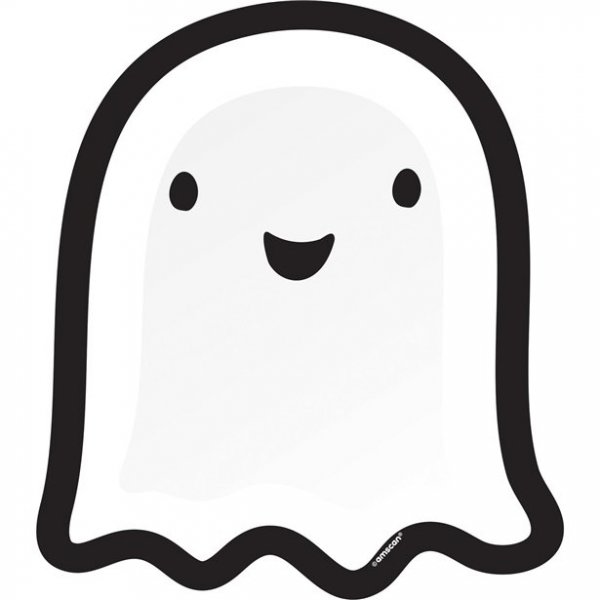Papptallrikar - Cute Ghost - Svart/Vit - 8-pack