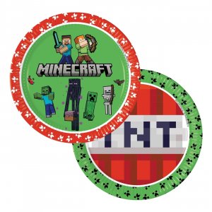 Papptallrikar Minecraft 23 cm - 8-pack