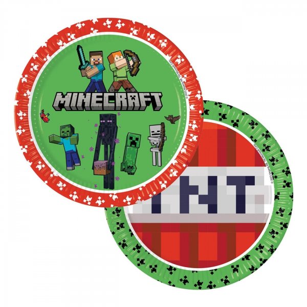 Papptallrikar Minecraft 23 cm - 8-pack