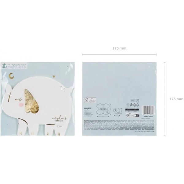 Servetter - Vit elefant - 12-pack