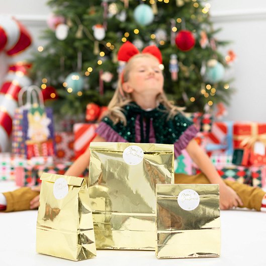 Presentpåsar - 38 cm - Guldmetallic - 3-pack Presentpåsar - 38 cm - Guldmetallic - 3-pack