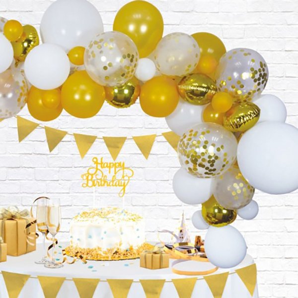 Ballongb�ge - Golden Party - Guld/Vit - 70-pack