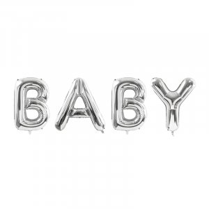 Bokstavsballonger - Baby - Silver