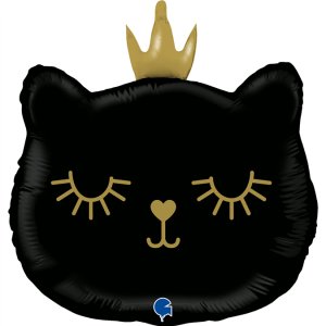 Folieballong - Cat Princess - Svart - Shape - 53 cm