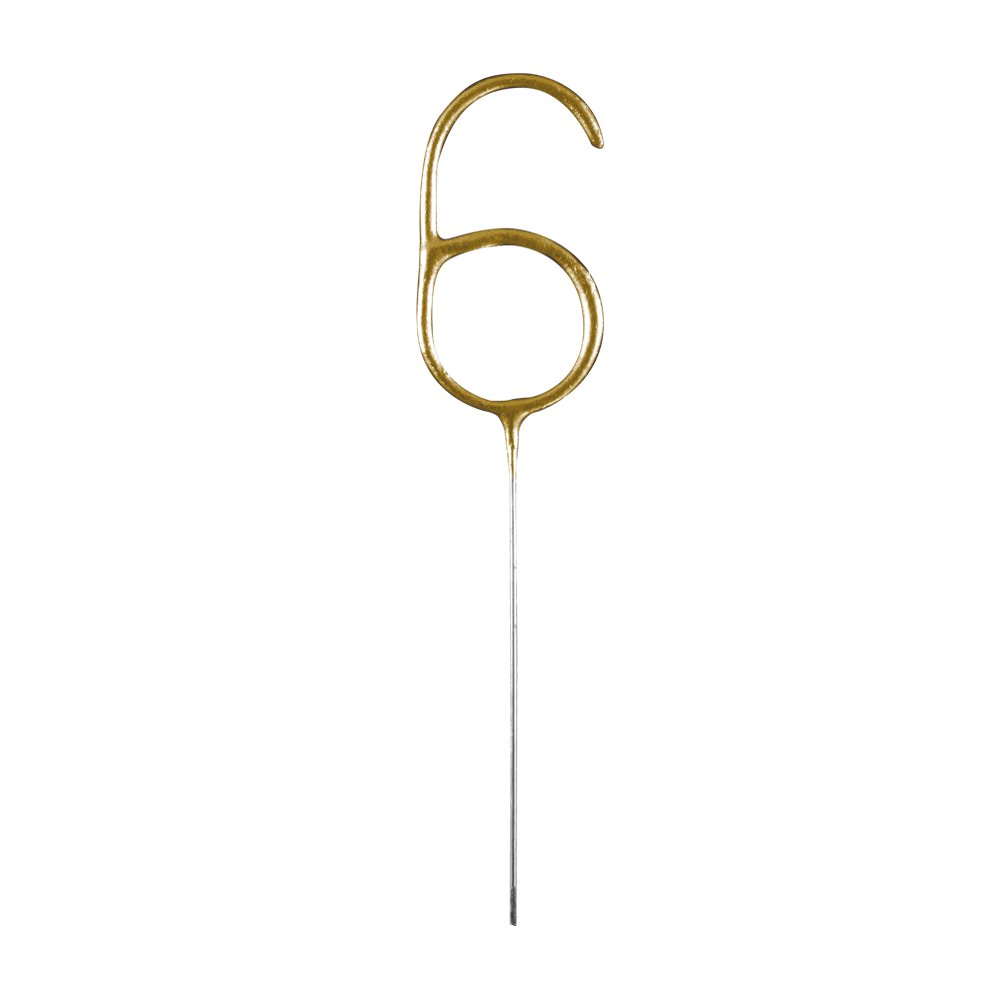 Tomtebloss - Siffra - Guld - Siffra: 6 - Tomtebloss & Isfacklor, Cake Toppers