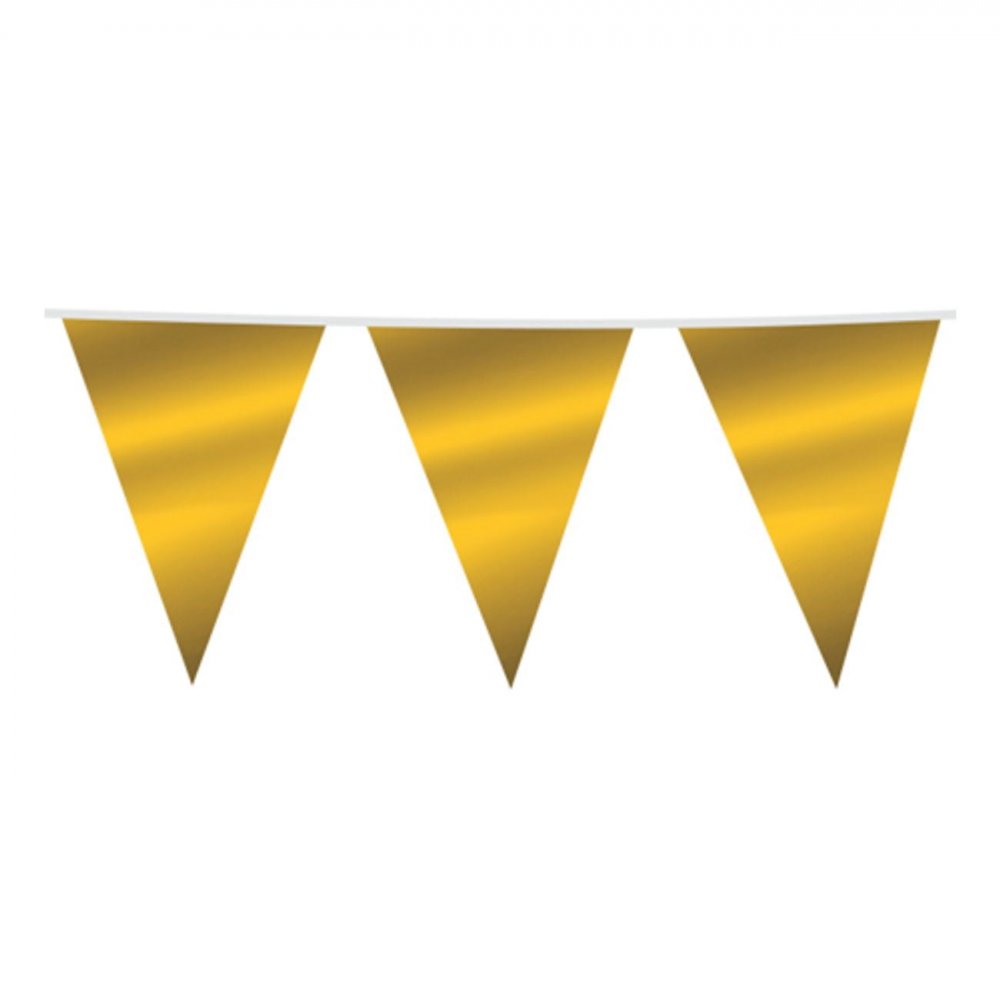 Girlang - Guld Metallic - 10m - Vimplar, Hängande dekorationer