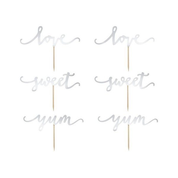 Cupcake Topper Love Silver 6-pack