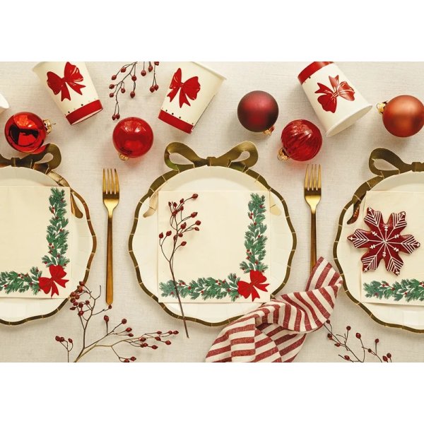 Papptallrikar - Rosett - Beige/guld - 6-pack