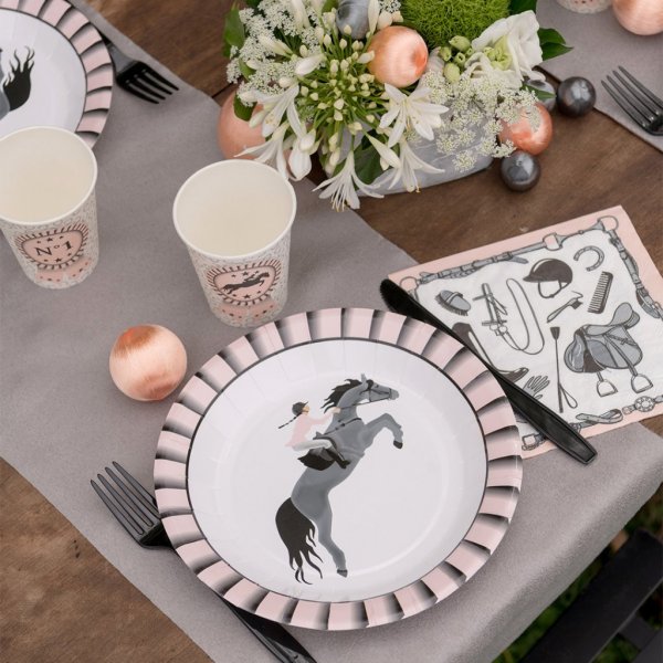 Papptallrikar - Hästkalas - Rosa/Svart - 10-pack Papptallrikar - Hästkalas - Rosa/Svart - 10-pack