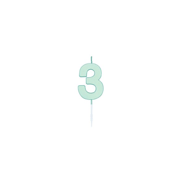 Tårtljus - Pastell Mint - Siffra 3 - 4,5 cm Tårtljus - Pastell Mint - Siffra 3 - 4,5 cm