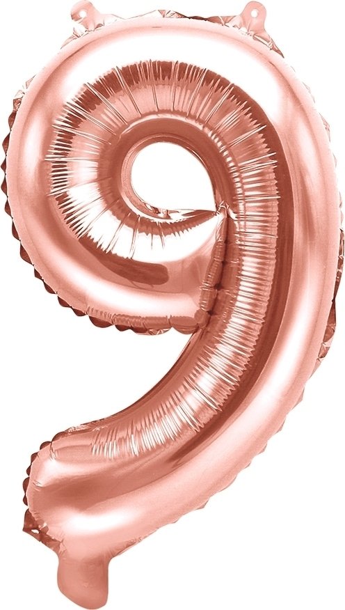 Sifferballong – Roséguld – 35 cm – Siffra: 9 – Sifferballonger, Ballonger