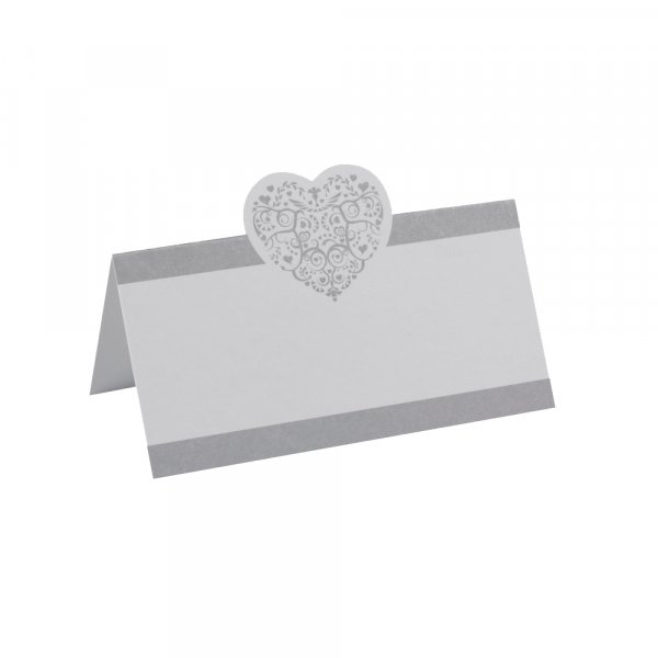 Placeringskort - 50-pack - Vintage Romance Vit/Silver