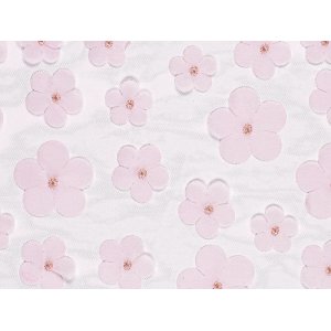 Bordslpare - Tyll med blommor - Rosa- 5m