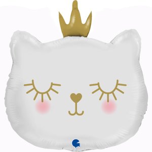 Folieballong - Cat Princess - Vit - Shape - 53 cm