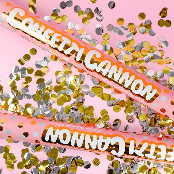 Konfettikanon - Cirklar - Guld/Silver Konfettikanon - Cirklar - Guld/Silver