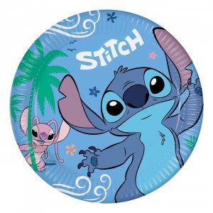 Papptallrikar - Stitch & Angel - Bl� 23 cm - 8-pack