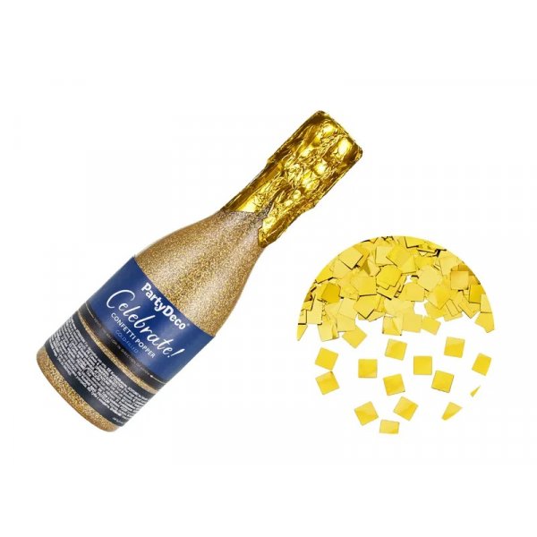 Konfettikanon - Champagneflaska 20,5 cm - Guld