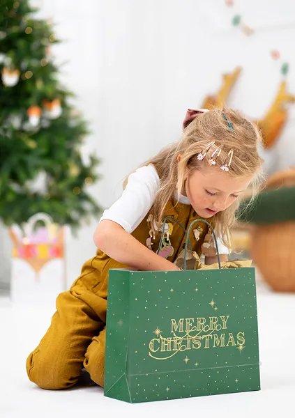 Presentpåse - Grön - Merry Christmas - 32,5 cm Presentpåse - Grön - Merry Christmas - 32,5 cm