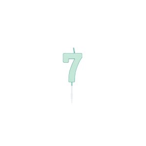 T�rtljus - Pastell Mint - Siffra 7 - 4,5 cm