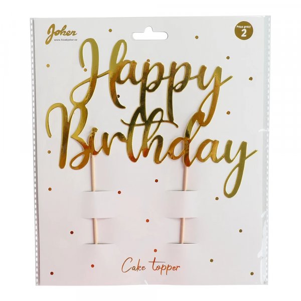 T�rtdekoration - Happy Birthday - Guld