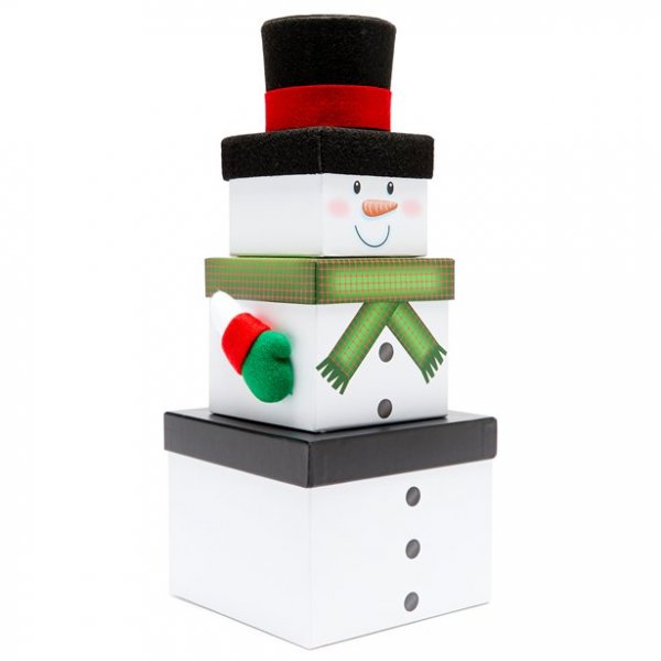 Stapelbara presentaskar - Snögubbe - 3-pack Stapelbara presentaskar - Snögubbe - 3-pack