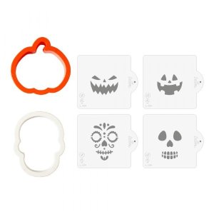 Utstickare med schablon - Pumpa och d�dskalle - Halloween