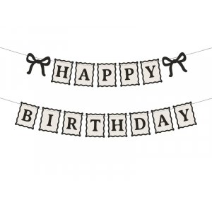 Banner - Happy Birthday - Beige/Svart