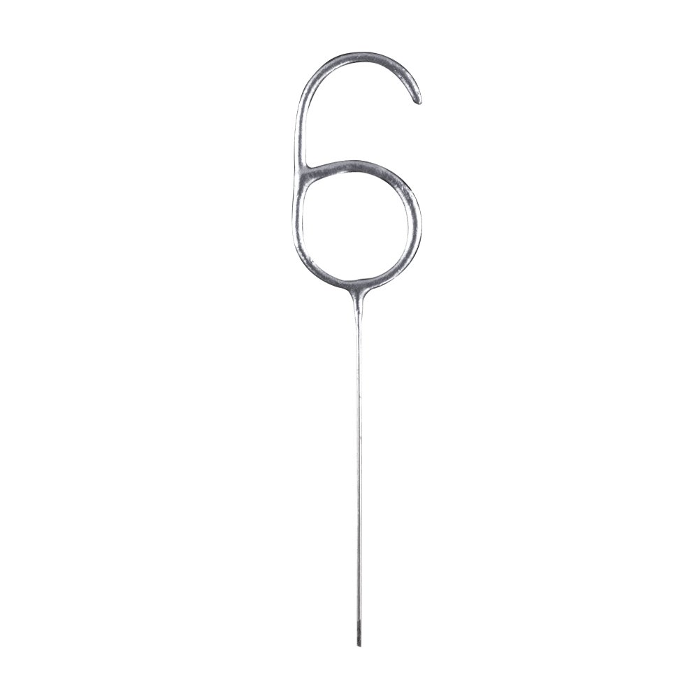 Tomtebloss - Siffra - Silver - Siffra: 6 - Tomtebloss & Isfacklor, Cake Toppers