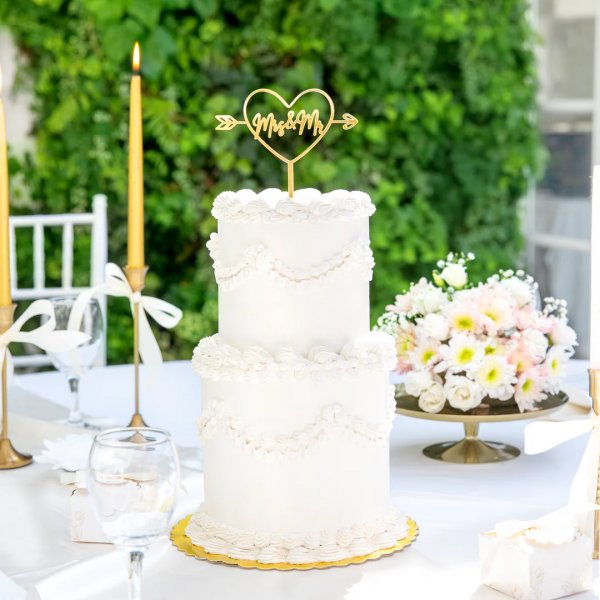 Cake Topper - Mr & Mrs - Hjärta - Guld Cake Topper - Mr & Mrs - Hjärta - Guld