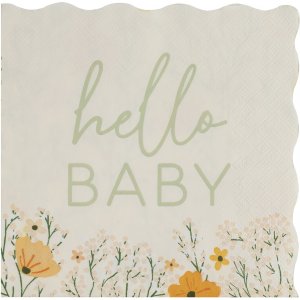 Servetter - Hello baby - Floral - 16-pack