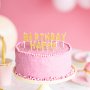 Trtljus - Happy Birthday - Guldglitter