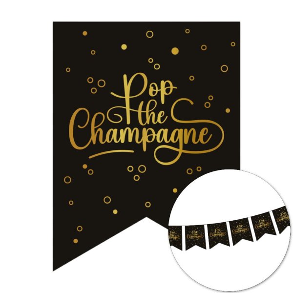 Vimpelgirlang - Pop the Champagne - Svart - 6 m