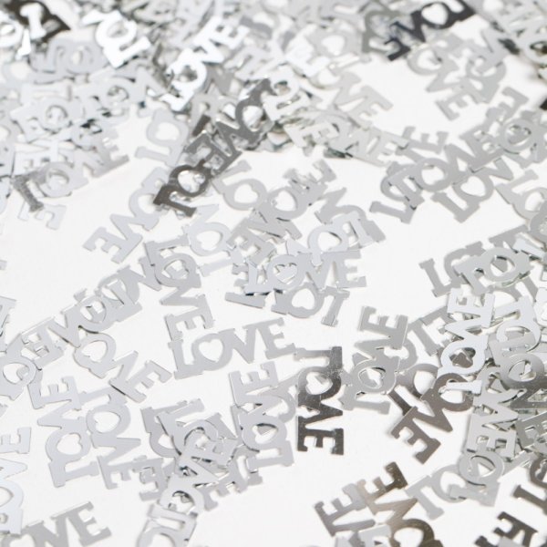 Bordskonfetti - \\\"Love\\\" - Silver - 14 gram Bordskonfetti - \\\"Love\\\" - Silver - 14 gram